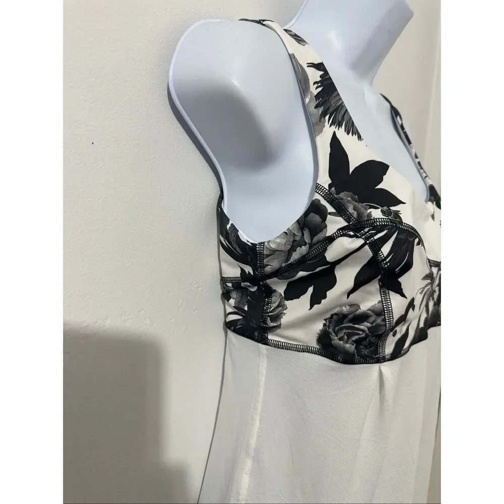 Lululemon Tank Top Size 6 Brisk Bloom Black White Loose Fit  A815
